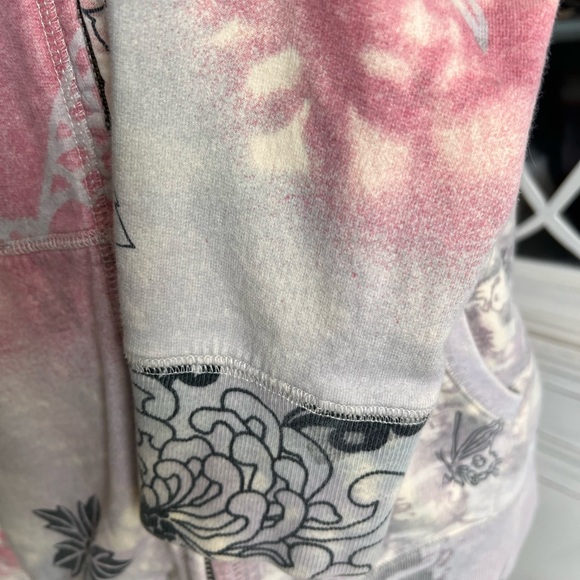 Lucky Brand Floral Zip-Up Hoodie - Pink and Gray Y2K vintage Sz M - Picture 5 of 6